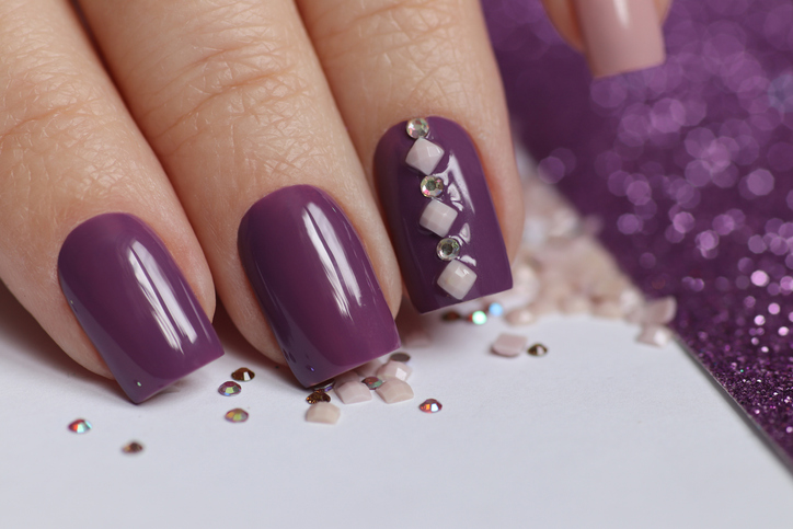Finished lilac gel manicure