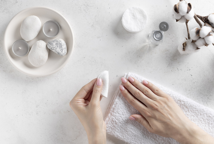 Removing polish with a cotton pad