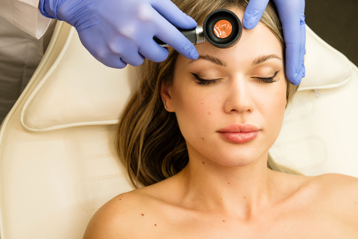 Skin being examined up close
